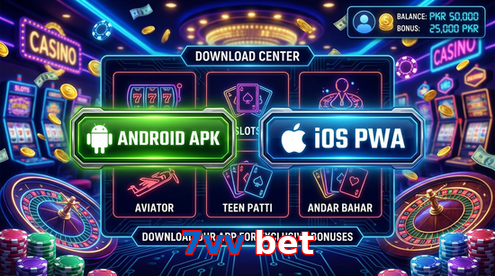 Main screen of 7Vv Bet download page for PK players