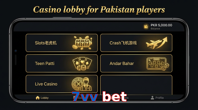 Lobby view of 7Vv Bet for Pakistan users